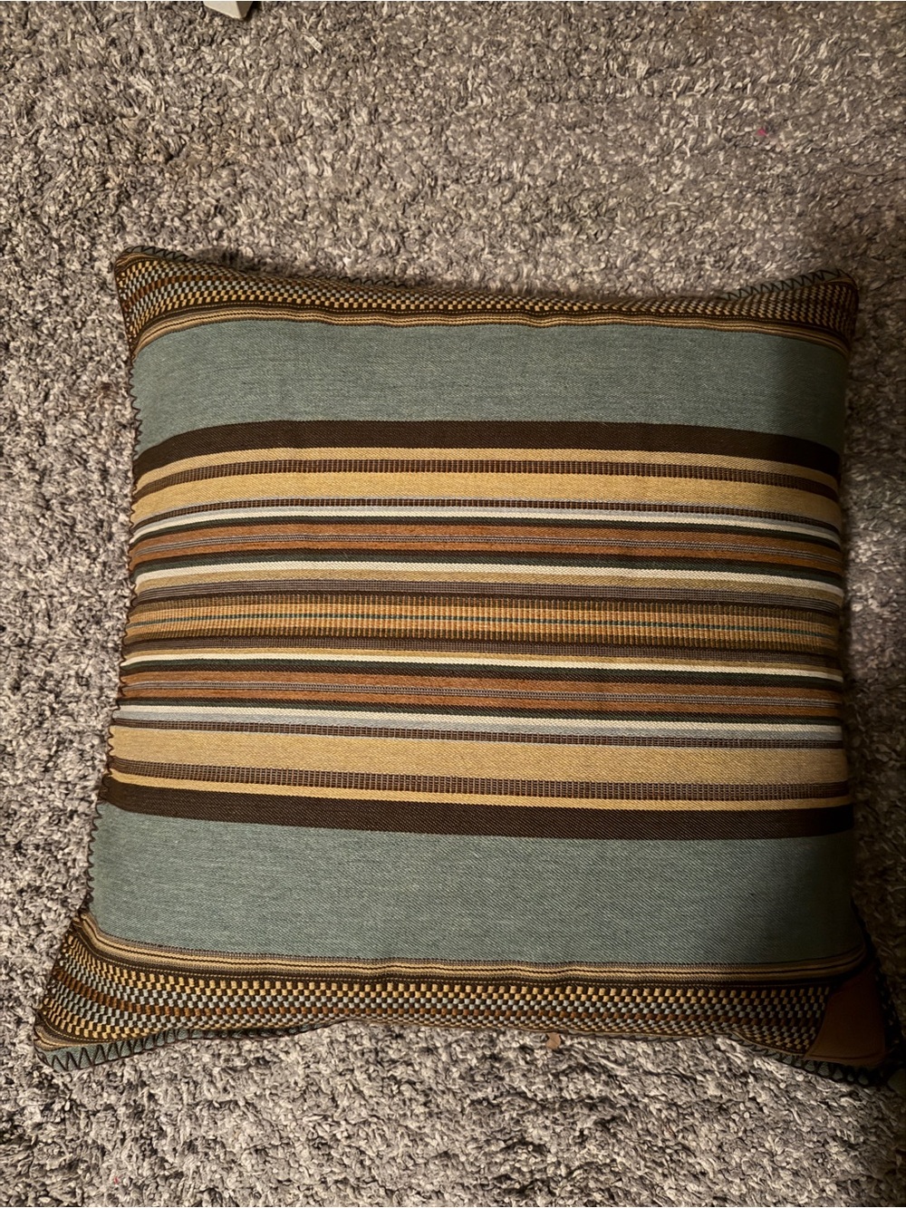 Double D Ranch Striped serape Decorative Throw Pillow in blue and Brown